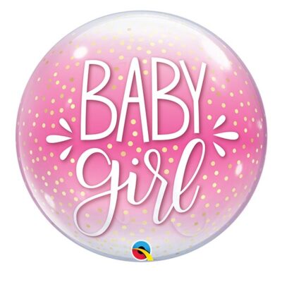Baby girl Pink Confetti Dots Baby girl pink confetti dots bubble balloon 22 inch 56cm Qualatex, Auckland NZ