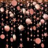 Rose gold circle and stars garland backdrop 4m, party decoration Auckland NZ
