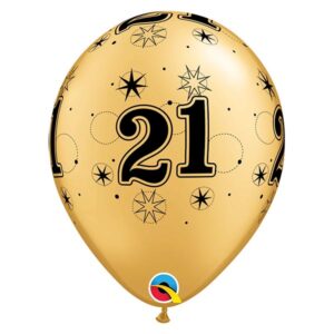 Age 21 sparkle gold latex balloon 11 inch Qualatex, Auckland NZ