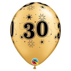 Age 30 sparkle gold latex balloon 11 inch Qualatex, Auckland NZ