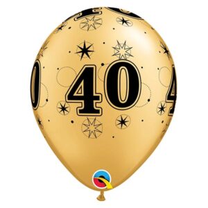 Age 40 sparkle gold latex balloon 11 inch Qualatex, Auckland NZ