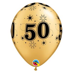 Age 50 sparkle gold latex balloon 11 inch Qualatex, Auckland NZ