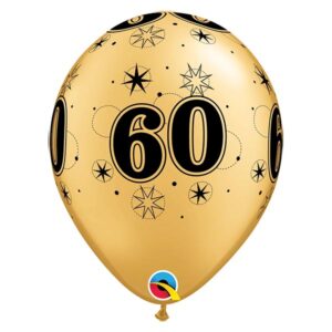 Age 60 sparkle gold latex balloon 11 inch Qualatex, Auckland NZ