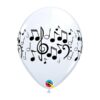 White musical notes wrap balloons 11 inch round, Auckland NZ