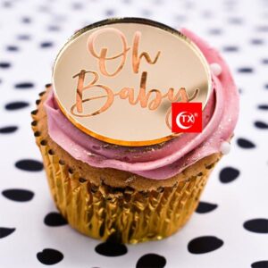 Baby shower cupcake disc rose gold gold silver 2 inch mirror acrylic, Auckland NZ