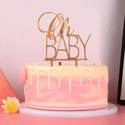 oh baby cake topper Oh Baby gold script baby shower cake topper acrylic, Auckland NZ