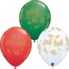 Evergreen Christmas balloons 5 pieces Qualatex red green white 28cm, Auckland NZ