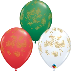 Evergreen Christmas balloons 5 pieces Qualatex red green white 28cm, Auckland NZ