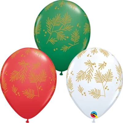 Evergreen Christmas balloons 5 pieces Qualatex red green white 28cm, Auckland NZ