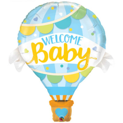 Baby Shower Balloon Welcome Baby Blue Welcome Baby Blue foil balloon 107cm Qualatex helium quality, Auckland NZ