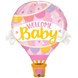 Welcome Baby Pink foil balloon 107cm Qualatex helium quality, Auckland NZ
