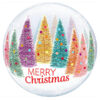 Christmas Trees and Snowflakes bubble balloon 56cm Qualatex, Auckland NZ