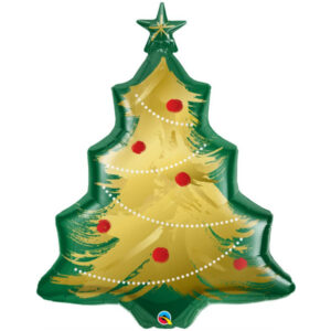 Christmas tree brushed gold foil balloon 102cm 40 inch Qualatex, Auckland NZ