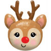 Red-nosed reindeer head Christmas foil balloon 89cm 35 inch Qualatex, Auckland NZ