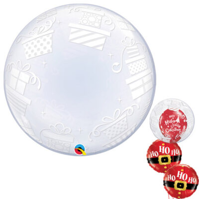 Deco Wrapped Presents Christmas bubble balloon 61cm Qualatex, Auckland NZ