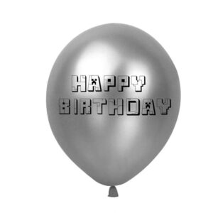 Minecraft party silver grey latex balloon 12 inch helium quality, Auckland NZ