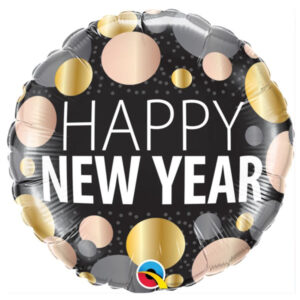 New Year metallic dots foil balloon 18 inch Qualatex, Auckland NZ