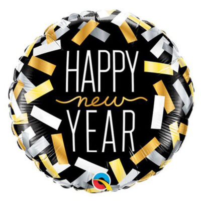 New Year Foil balloon Confetti Strips New Year confetti strips foil balloon 18 inch Qualatex, Auckland NZ