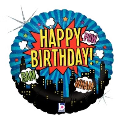 Super Hero Party Balloon Pop Art Happy Birthday Foil Balloon