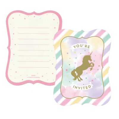 UNICORN SPARKLE INVITATIONS POSTCARD STYLE FOIL STAMPED