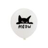 Black cat meow pet party latex balloon white, Auckland NZ
