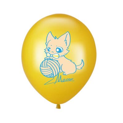 Yarn cat kitten pet party latex balloon gold, Auckland NZ
