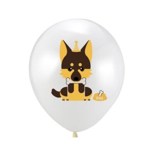 German Shepherd pet party latex balloon white 12 inch, Auckland NZ
