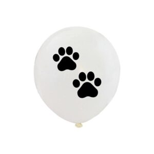 Pet Party black paw white latex balloon 12 inch helium quality, Auckland NZ