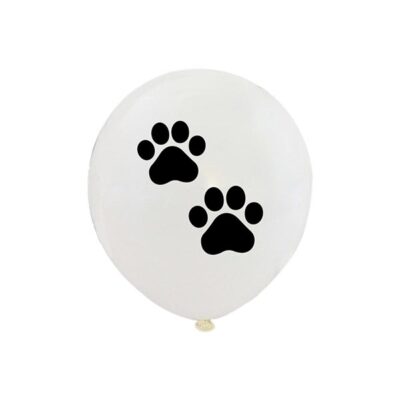 white paw Pet Party black paw white latex balloon 12 inch helium quality, Auckland NZ