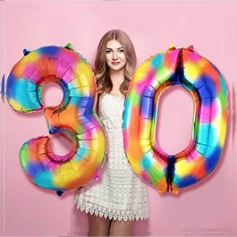 Giant Rainbow Foil Number Balloons 100cm NZ