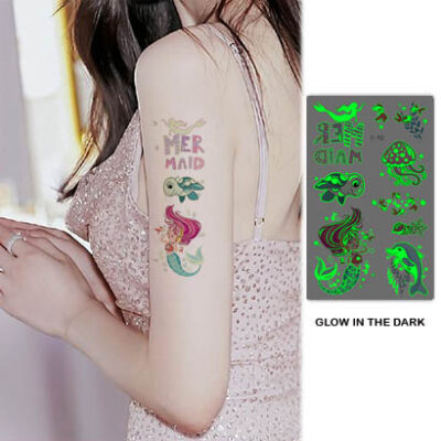 UV glow temporary tattoo Bei-192 12x7.5cm, party favour Auckland NZ