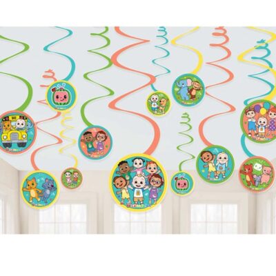 CoComelon Hanging Spiral Decorations Cocomelon spiral ceiling decorations 12 pieces value pack, Auckland NZ
