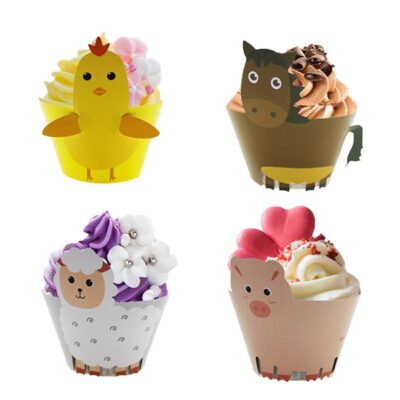 Farm Fun theme cupcake wrappers 12 pieces, farm party decoration Auckland NZ