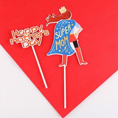 Happy Mother's Day Super Mom acrylic cake topper set 2 pieces, Auckland NZ