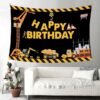 pwb-27 Construction party scene setter wall backdrop banner 90x150cm premium fabric, Auckland NZ