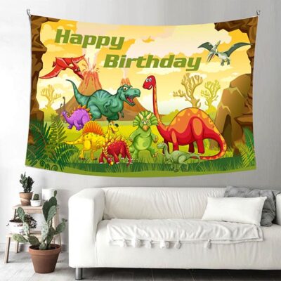 pwb-33 Dinosaur party scene setter wall backdrop PWB33 premium fabric, Auckland NZ