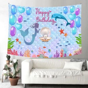 Mermaid party wall backdrop banner PWB46 premium fabric, Auckland NZ