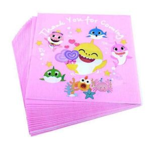 Baby Shark birthday party pink lunch napkins pack of 20, Auckland NZ