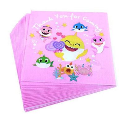 Baby Shark Pink lunch napkins Baby Shark birthday party pink lunch napkins pack of 20, Auckland NZ