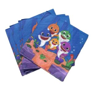 Baby Shark birthday party blue lunch napkins pack of 20, Auckland NZ