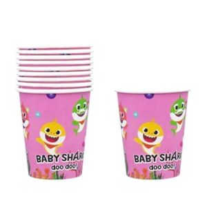 Baby Shark birthday party pink paper cups pack of 10, Auckland NZ