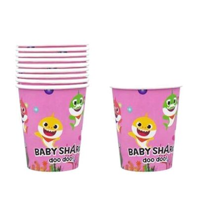 Baby Shark party Pink paper cups Baby Shark birthday party pink paper cups pack of 10, Auckland NZ