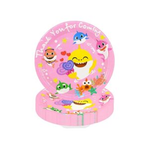Baby Shark birthday party pink paper plates 7 inch pack of 10, Auckland NZ