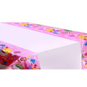 Baby Shark birthday party pink tablecover 180x108cm, Auckland NZ