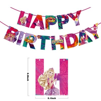 Barbie Happy birthday banner Barbie theme Happy Birthday banner 13 pieces cardstock 2.5m ribbon, Auckland NZ