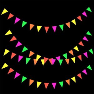 Neon UV reactive fluorescent pennant triangle flag banner 4.4m, Auckland NZ