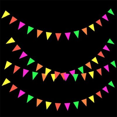 Neon UV reactive fluorescent pennant triangle flag banner 4.4m, Auckland NZ