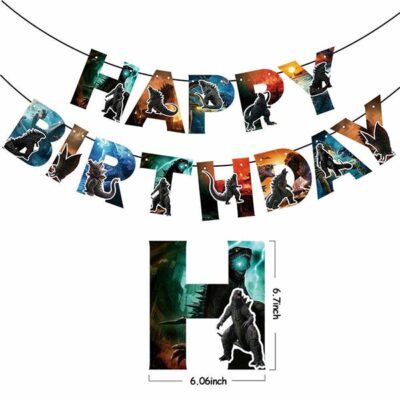 Godzilla party theme birthday banner