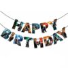 Godzilla party theme birthday banner1 Godzilla party Happy Birthday banner cardstock ribbon, Auckland NZ