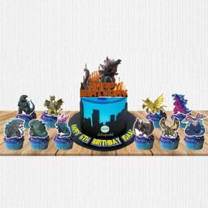 Godzilla party theme cake toppers 11 pieces, Auckland NZ